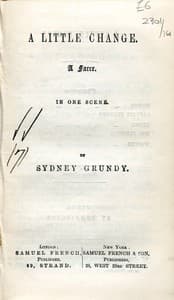 Cover of A Little Change: A Farce in One Scene