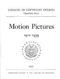 Cover of Motion pictures, 1912-1939 : $b Catalog of copyright entries