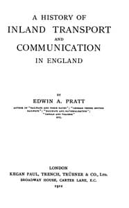 Cover of A History of Inland Transport and Communication in England
