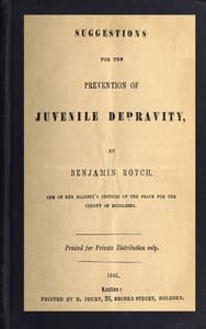 Cover of Suggestions for the Prevention of Juvenile Depravity