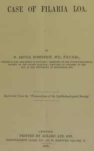 Cover of Case of Filaria loa