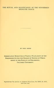 Cover of The ritual and significance of the Winnebago medicine dance
