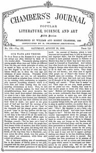 Cover of Chambers's Journal of Popular Literature, Science, and Art, fifth series, no. 139, vol. III, August 28, 1886