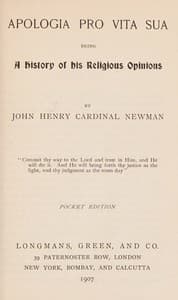 Cover of Apologia pro vita sua : $b being a history of his religious opinions