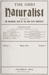 Cover of The Ohio Naturalist, Vol. 1, No. 5, March, 1901