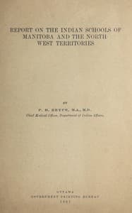 Cover of Report on the Indian schools of Manitoba and the North-West Territories